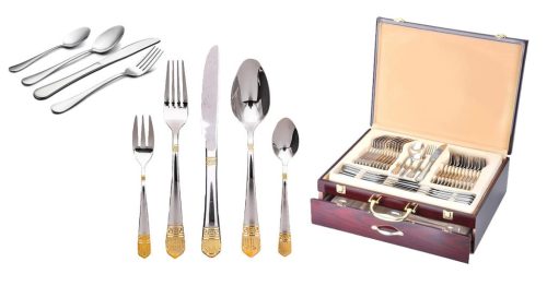 84 db-os evőeszköz készlet több színben-ezüst/arany