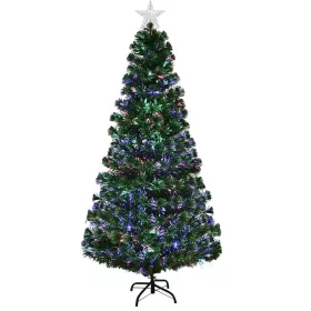   Műfenyő száloptikával színes LED-del több típusban-210 cm-es