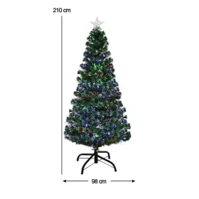   Műfenyő száloptikával színes LED-del több típusban-210 cm-es
