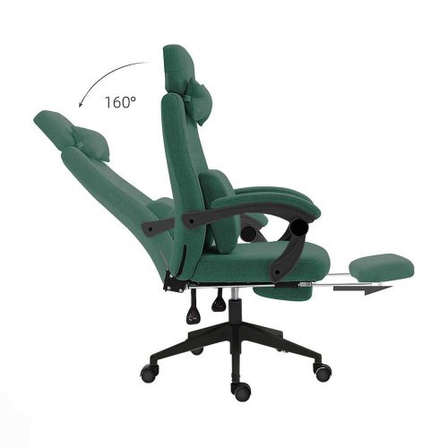 Fejtámlás, lábtartós irodai forgószék zöld
