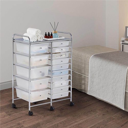 Gurulós tárolókocsi 15 fiókos, több színben-fehér