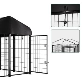 Kültéri fém kutyakennel UV álló szövettetővel