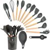 Timeless Tools 14 darabos konyhai eszközkészlet, hőálló szilikon fejjel, tartóval, sötétszürke