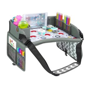 Hordozható gyerekasztal autóba, zsebekkel, szürke