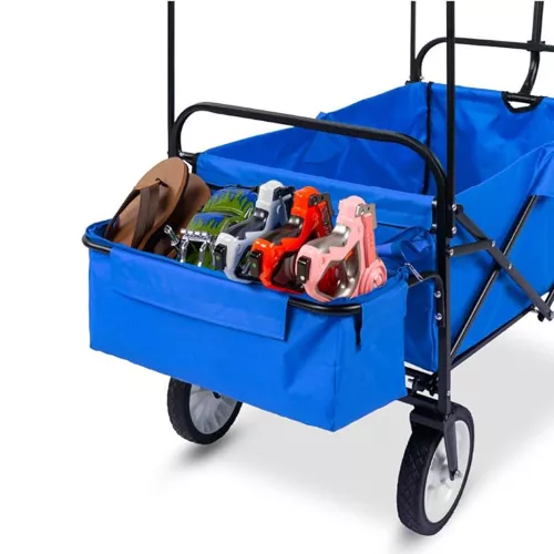 Összecsukható kocsi tetővel, húzható-tolható, sötétkék