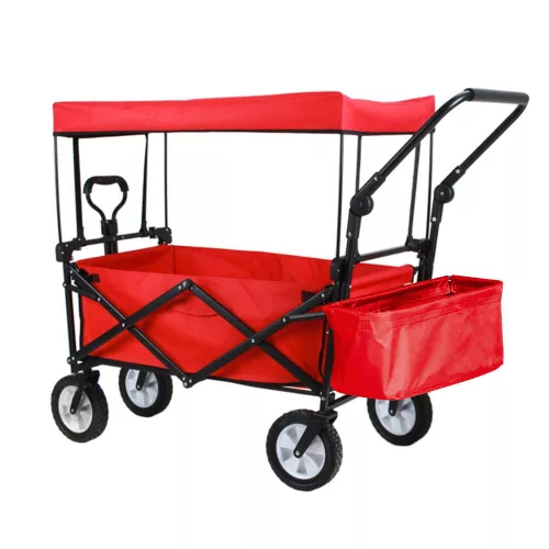 Összecsukható kocsi tetővel, húzható-tolható, piros