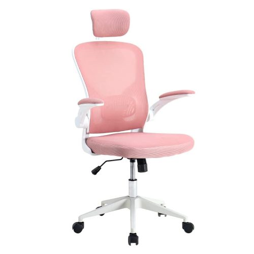 Timeless Tools Ergonomikus irodai szék deréktámasszal, fejtámlával, rózsaszín