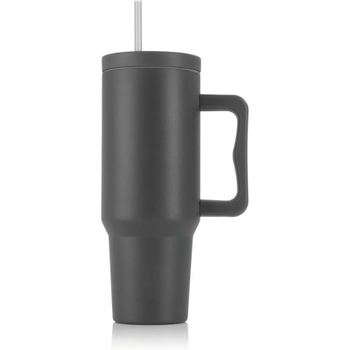 GOURMETMAXX Thermo bögre fedéllel és szívószállal 1,2 liter szürke DS15042-L
