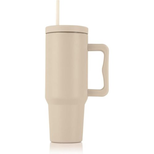GOURMETMAXX Thermo bögre fedéllel és szívószállal 1,2 liter bézs DS15043-L