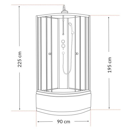 Karolino 90x90 cm Black mélytálcás zuhanykabin