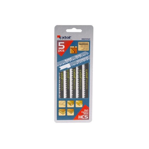 dekopírlap, 5db, univerzális befogás, HCS; 126×9×1,5mm, 4mm fogtáv, kösz. fogak, egyenes durva gyorsvágás, puhafához, fa