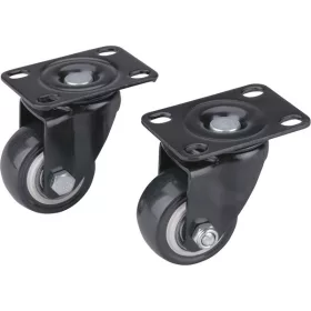   készülékgörgő 2 db, önbeálló, fekete PVC, golyóscsapággyal, 40mm, max. teherbírás: 30 kg/db