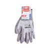 vágásbiztos kötött kesztyű, méret 10", poliuretánba mártott tenyér és újhegy, gumírozott mandzsetta