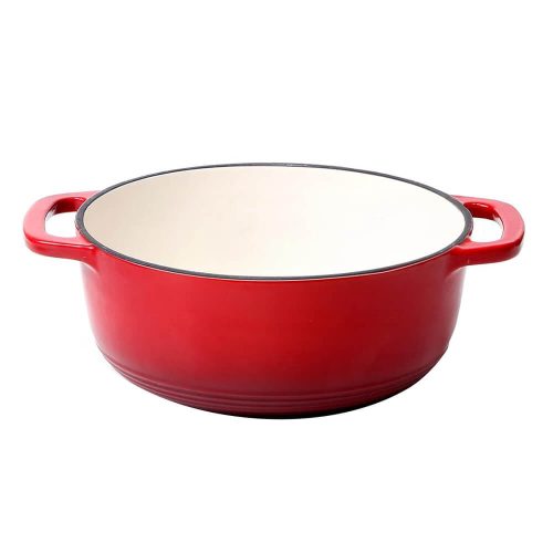 Zománcozott, öntöttvas edény fedővel 5,7 L, piros