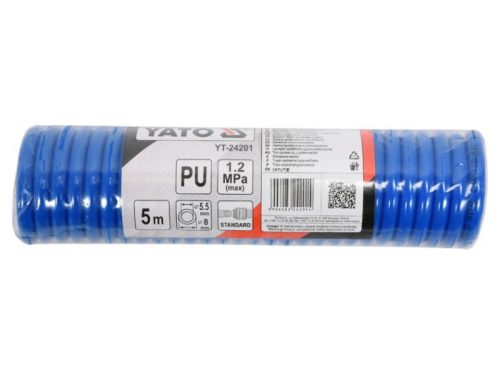 YATO Pneumatikus tömlő (spirál) gyorscsatlakozóval 5,5 x 8 mm x 5 m
