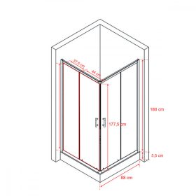   Spirit Clear 90x90 cm szögletes zuhanykabin, zuhanytálca nélkül