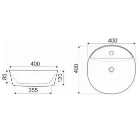 KR-850 kerámia design mosdó pultra szerelhető