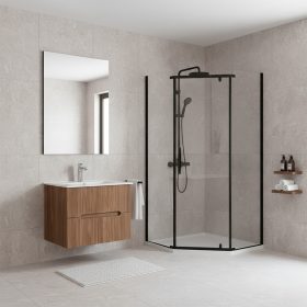   Celtic 100x100 cm ötszögletű zuhanykabin tálca nélkül fekete