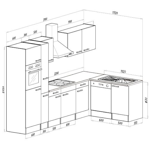 Yorki 310 sarok konyhabútor sütős és mikrohullámű sütős kivitelben