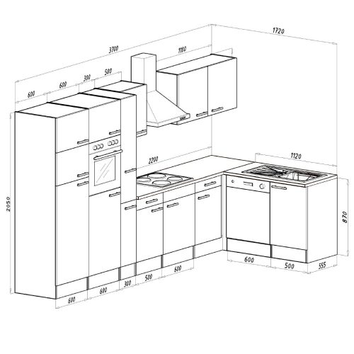 Yorki 370 sarok konyhabútor felülfagyasztós hűtős kivitelben