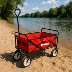 Összecsukható kerti strandkocsi piros