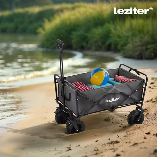 Összecsukható prémium kerti strandkocsi szürke