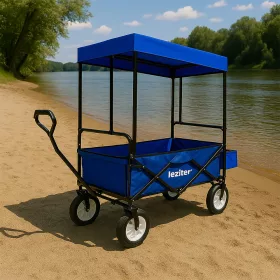Összecsukható kerti strandkocsi tetővel kék