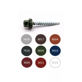   Soroló csavar (redukált fúróheggyel) EPDM alátéttel, festett RAL 8004, 4,8 x 35 mm
