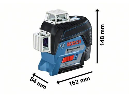 BOSCH Vonallézer 3 x 360° GLL 3-80 C + BT 150 Állvány