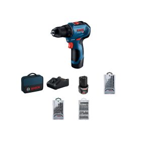   BOSCH Akkus fúrócsavarozó GSR 12V-30 táskában + tartozék készletek (2 x 2,0 Ah akku + gyorstöltő)