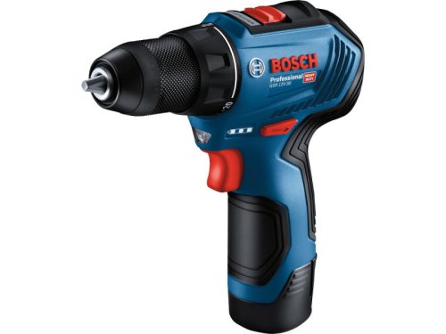 BOSCH Akkus fúrócsavarozó GSR 12V-30 táskában + tartozék készletek (2 x 2,0 Ah akku + gyorstöltő)