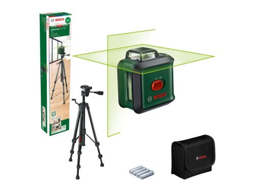 BOSCH Keresztvonalas szintezőlézer 360°-os (zöld) UniLevel 360 + háromlábú lézerállvány