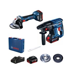   BOSCH Akkus sarokcsiszoló GWS 180-LI + Akkus fúrókalapács GBH 180-LI (2 x 4,0 Ah akku + töltő) XL