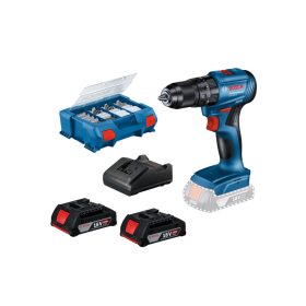   BOSCH Akkus ütvefúró-csavarozó GSB 185-LI + 82 r. tartozék klt. kofferben (2 x 2,0 Ah akku + tölt