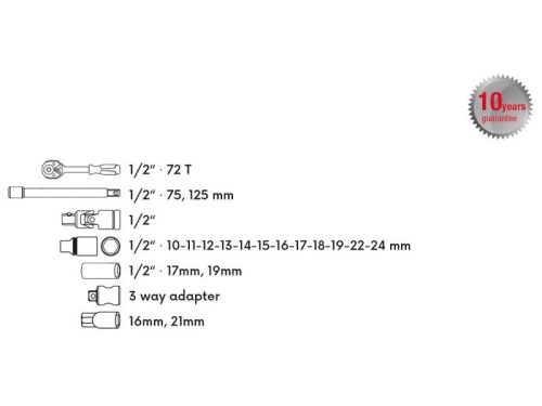 FESTA Dugókulcs készlet 20 részes 1/2" 10-24 mm CrV