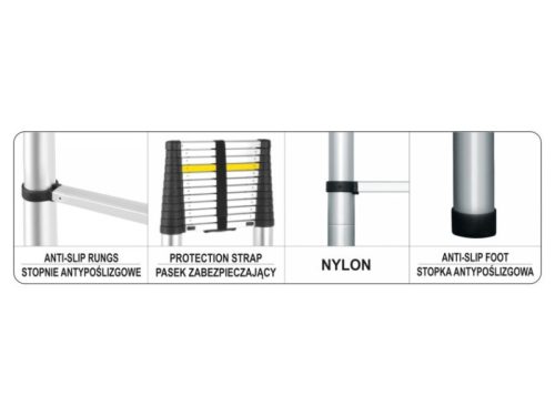 VOREL Teleszkópos létra 13 fok 3,8 m alumínium