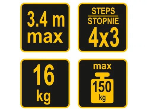 VOREL Létra multifunkciós 4 x 3 fokos