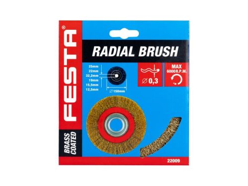 FESTA Körkefe 150 x 32 mm szűkítőgyűrűkkel sárgaréz bevonat