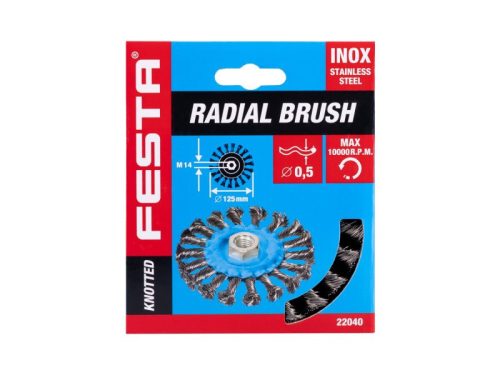 FESTA Sodrott körkefe M14 125 mm inox