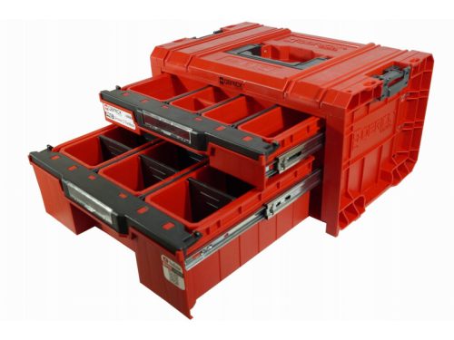 QBRICK SYSTEM PRO Gurulós Fiókos Szerszámosláda 4 Red Ultra HD