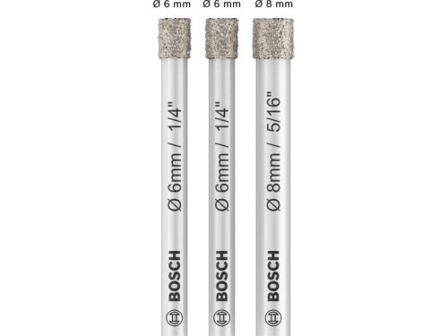 BOSCH PRO Száraz gyémántfúró készlet 3 részes (6 / 6 / 8 x 66 mm) hengeres befogással