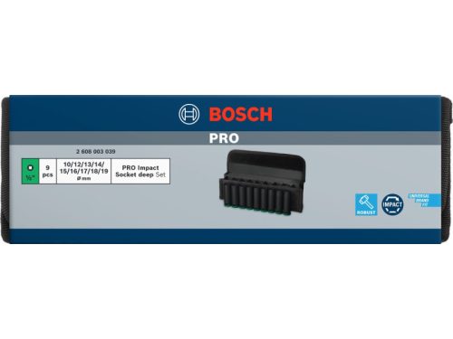 BOSCH PRO Hosszú gépi dugókulcs készlet 9 részes 1/2" 10-19 mm CrMo