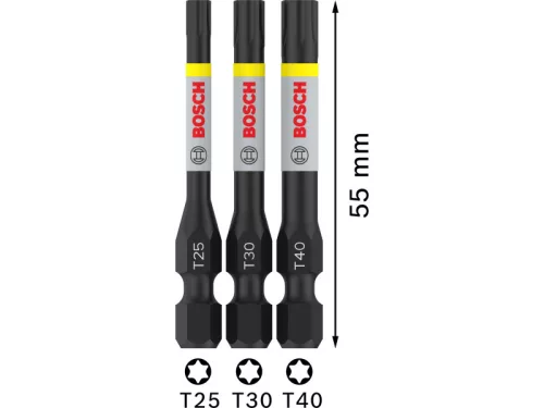 BOSCH PRO Impact bithegy készlet 3 részes T25 / T30 / T40 x 55 mm 1/4" Hex