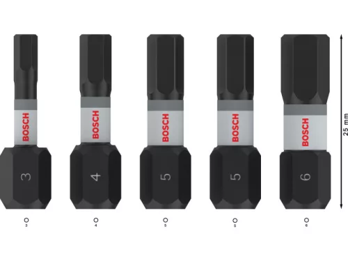 BOSCH PRO Impact bithegy készlet 5 részes 25 mm (H3/H4/H5x2/H6) 1/4" Hex
