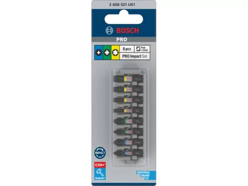 BOSCH PRO Impact bithegy készlet 8 részes 25m (PH1/PH2/PZ1/PZ2/T15/T20/T25/T30) 1/4" Hex