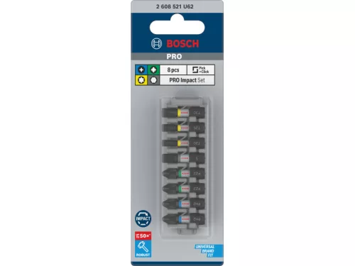 BOSCH PRO Impact bithegy készlet 8 részes 25m (PH2x2 / PZ2x2 / H5/T20/T25/T30x1 db) 1/4" Hex