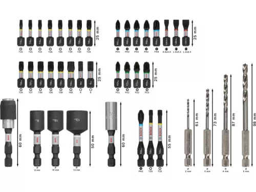 BOSCH PRO Impact bithegy és fafúrószár készlet 40 részes 1/4" Hex