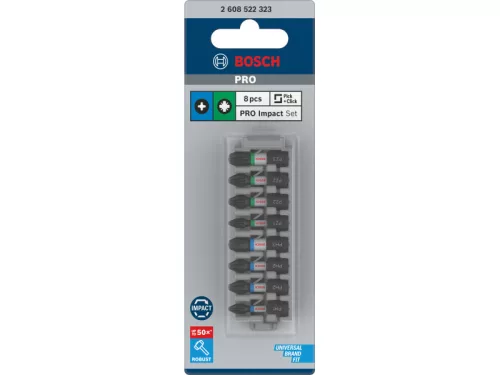 BOSCH PRO Bithegy készlet 8 részes 25 mm (PH1, PH2 x 3, PH3, PZ2 x 2, PZ3) Pick & Click