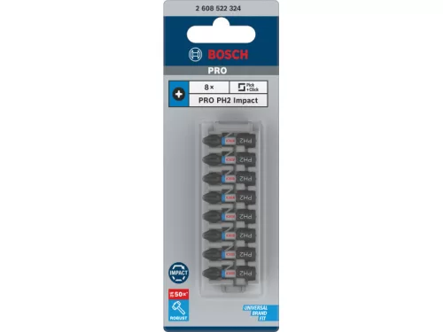 BOSCH PRO Bithegy PH2 x 8db / 25 mm Pick & Click