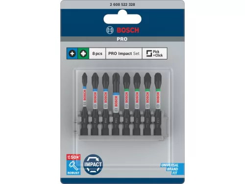 BOSCH PRO Bithegy készlet 8 részes 55 mm (PH1, PH2 x 2, PH3, PZ1, PZ2 x 2, PZ3) Pick & Click